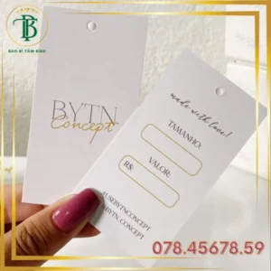 In Tag Quần Áo hình chữ nhật Đẹp- Bao Bì Tâm Bình